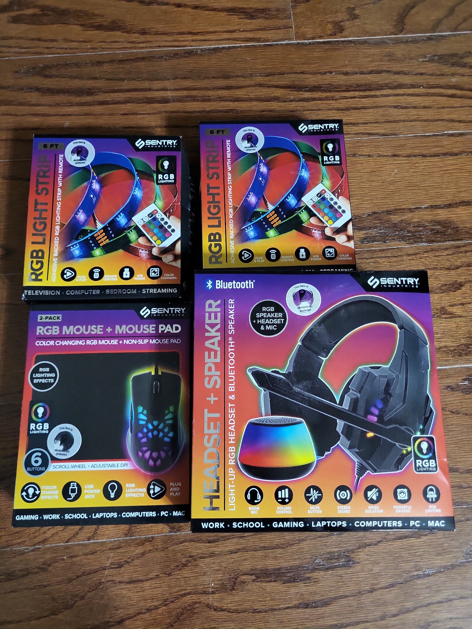 Electronics Bundle Mouse + Pad + Headset & Speaker RGB Light Strips