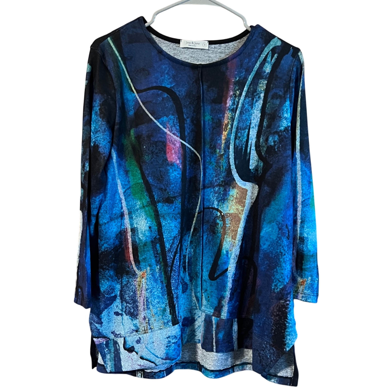 Jess & Jane Small Eclipse Tunic Top brushed polyester Made in USA NWT