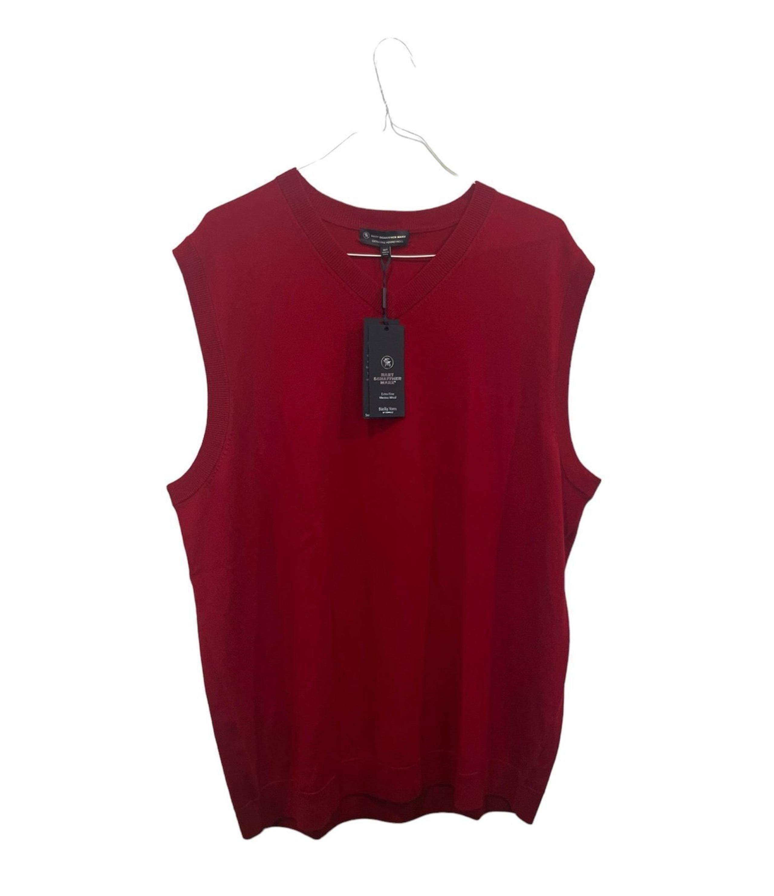NWT Hart Schaffner Marx Mens Red Extra Fine Merino Wool V-Neck Sweater Vest 3XT
