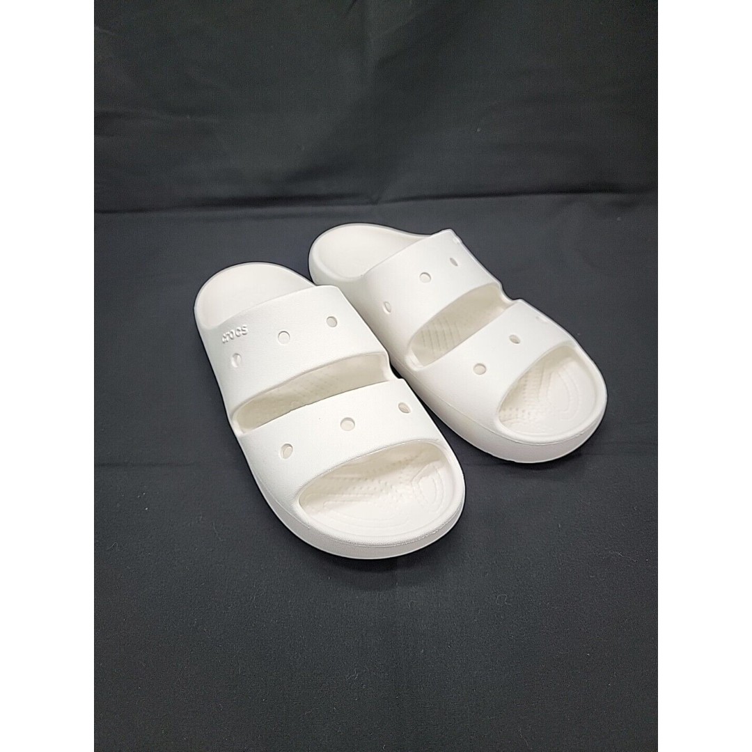 Crocs Unisex Classic Two Band Slide White Sandals Women's Size 8/Men's 6 /206761