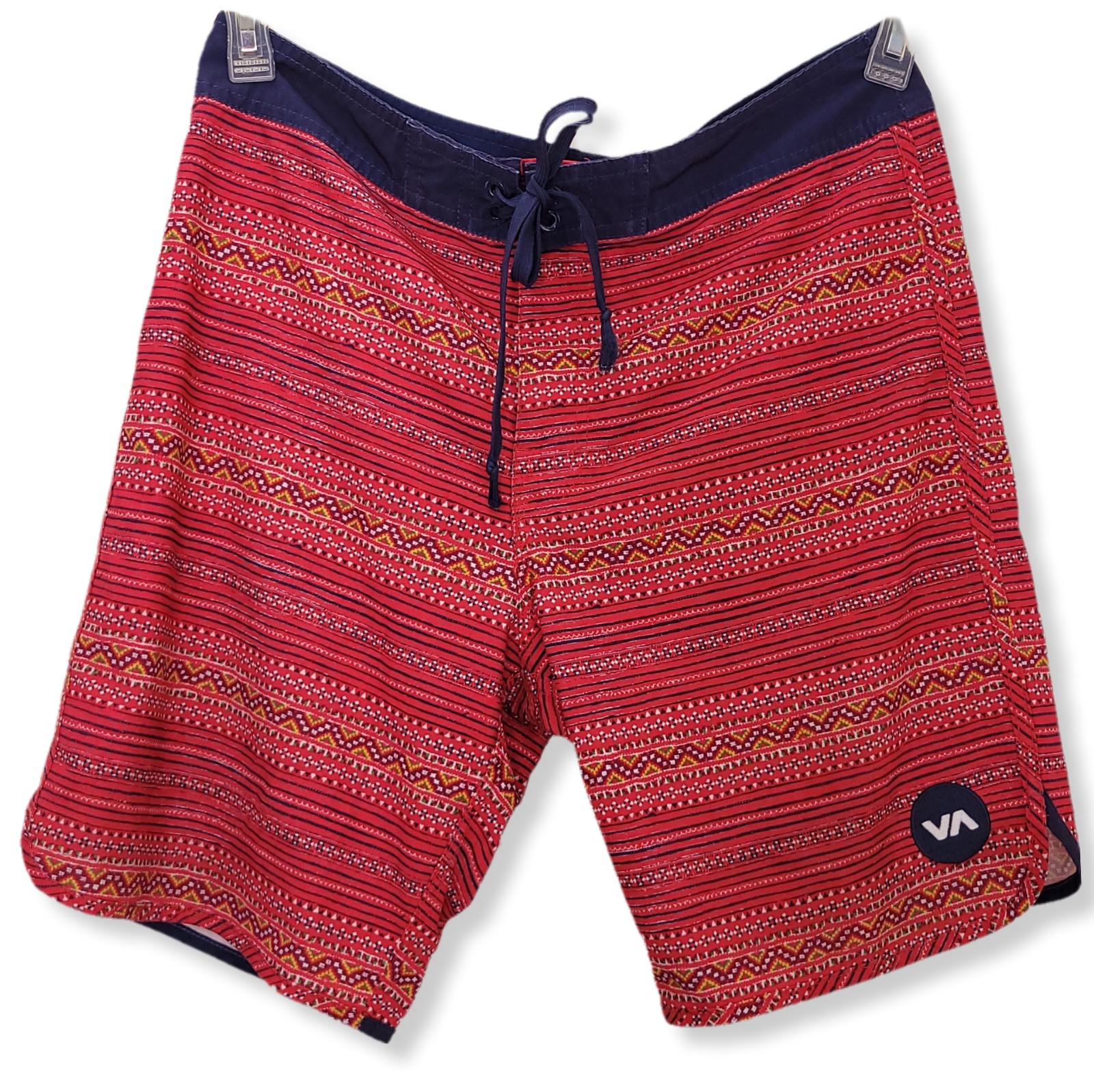 RVCA Mens 32 Board Shorts Multi-Color Striped Hook & Loop Pockets Swim Tenore