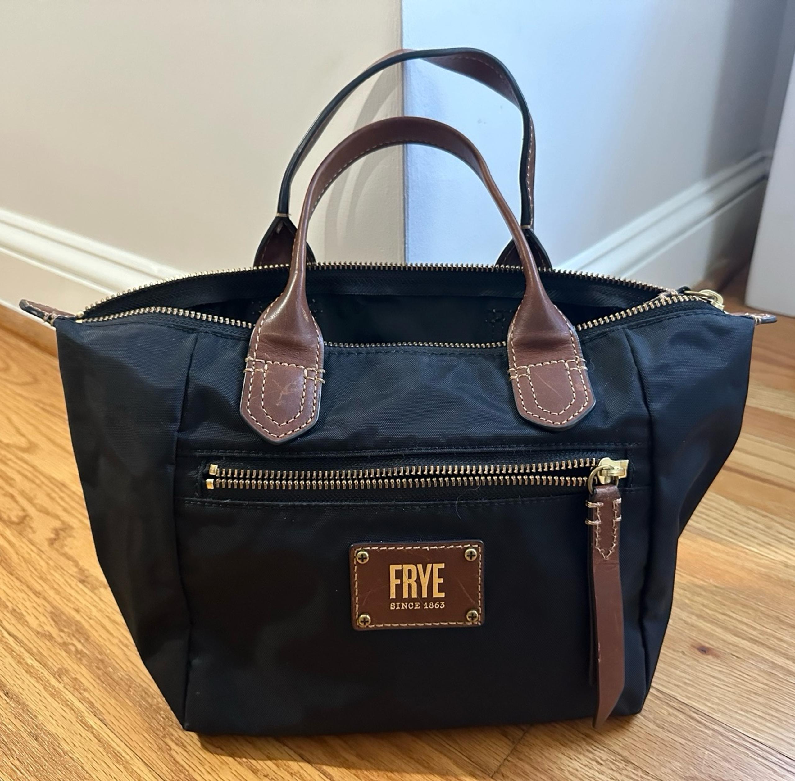 Frye Ivy Nylon/Genuine Leather Black/Tan Tote