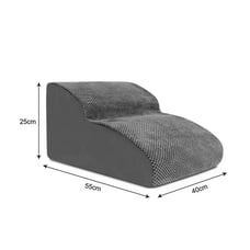 POOCH-LABS Gray Removable Dog Stairs 2/3 Steps Ramp