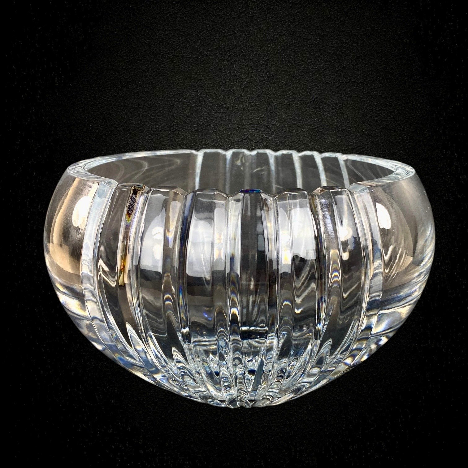 Vintage Mikasa Parallels Design Heavy Crystal Bowl 8 1990s Gorgeous