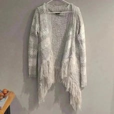 Romeo+Juliet Couture neutral colors shawl with sleeves fringe hem women's medium
