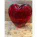 Vintage Red Heart Art Glass Heavy Vase