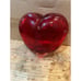 Vintage Red Heart Art Glass Heavy Vase
