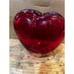 Vintage Red Heart Art Glass Heavy Vase