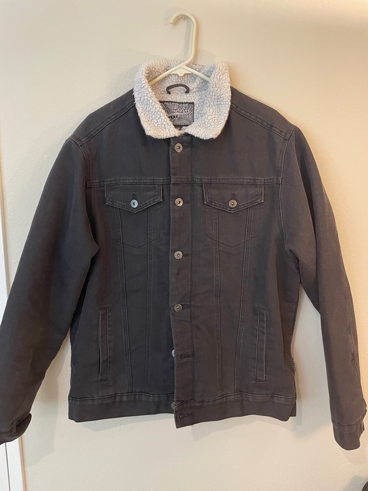 Black denim sherpa jacket