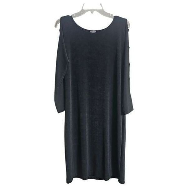 CHICO'S Travelers Black Midi Ring Cutout Sleeve Dress - Size 1