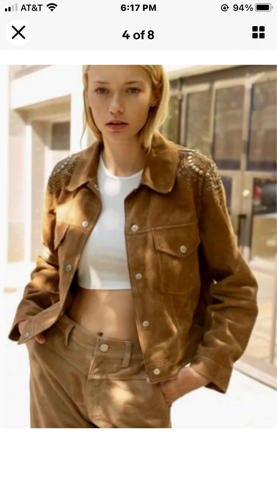 Free People Suede Jacket StuddedShoulder