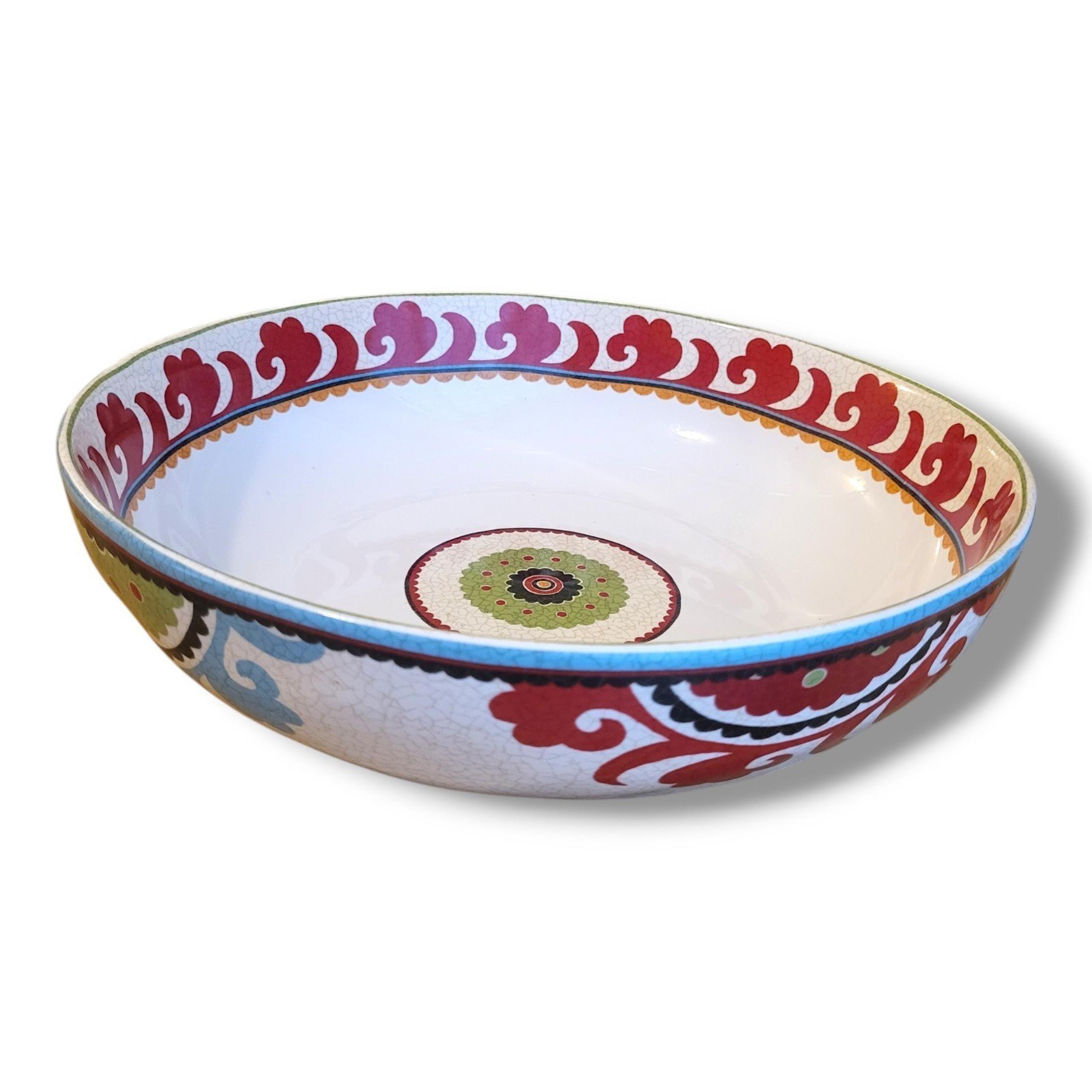 Pier 1 Imports Handmade Porcelain Suzani Medallion Discontinued 11" Serving Bowl