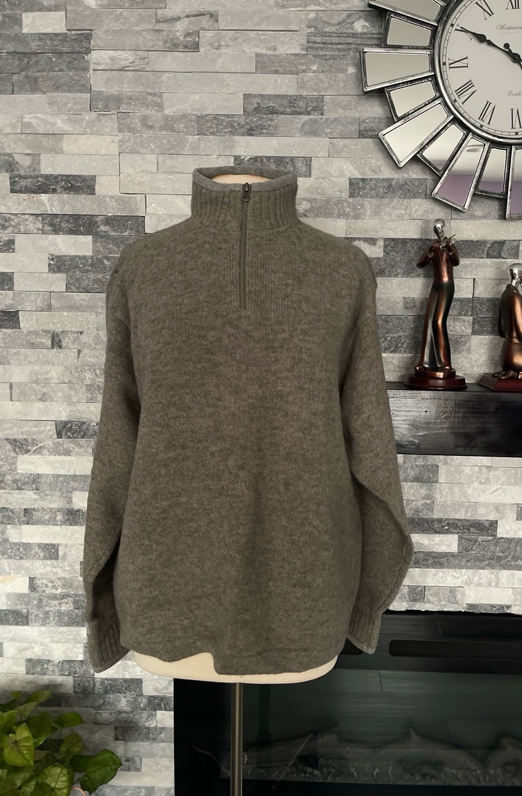 Woolrich Sweater Adult Large Long Sleeve Outdoors Zip Wool Pullover Mens