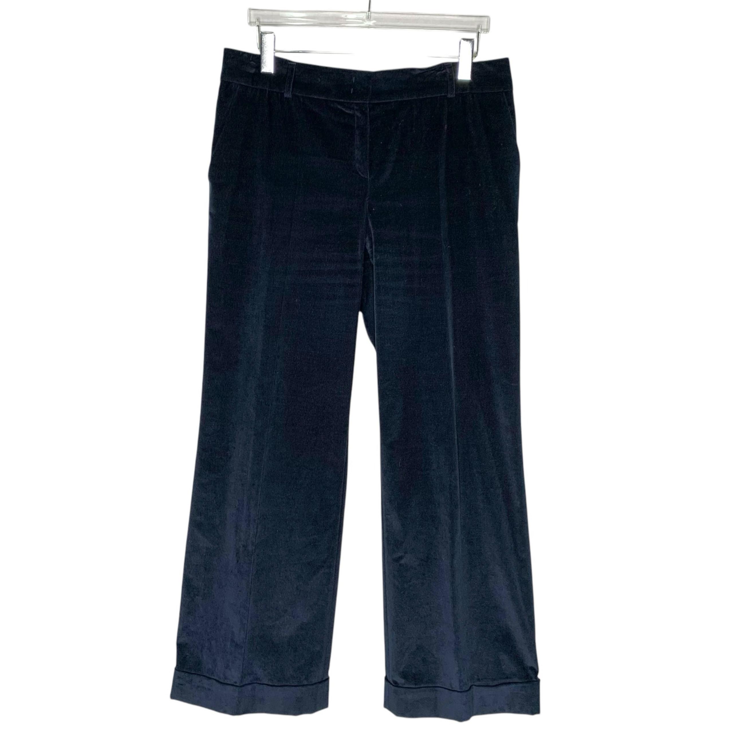 Escada XL Womens Navy Velvet Wide Leg Trousers High Rise Classic