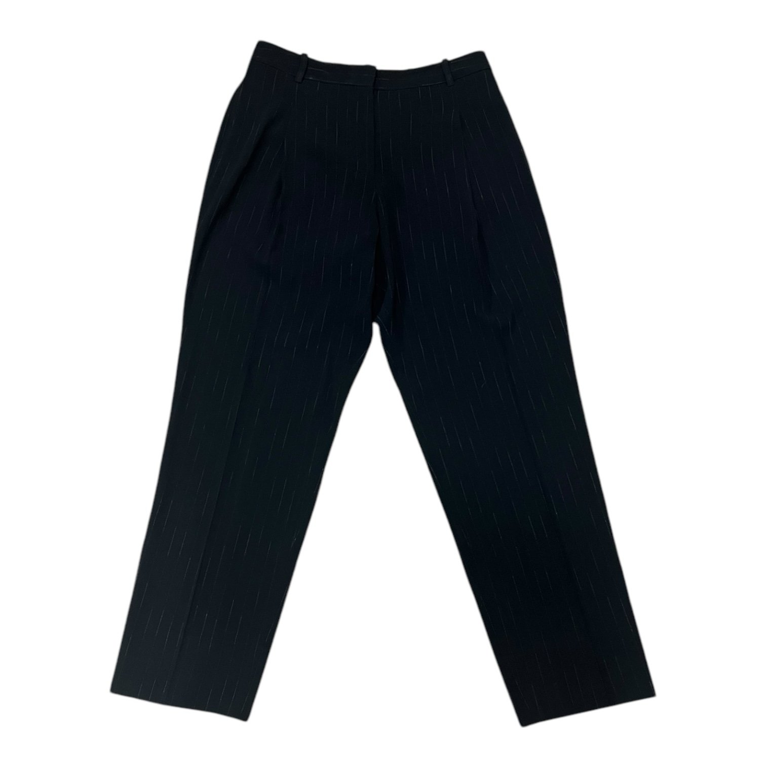 MM LaFleur Black Metallic Stripe Pleated High Rise Business Trousers 8