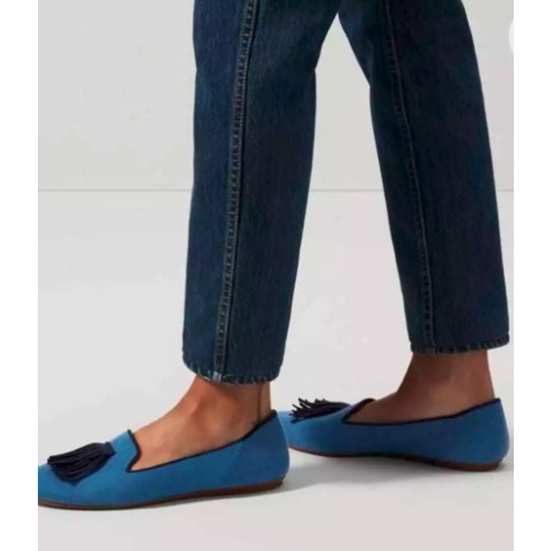 Rothy's Womens The Merino Wool Tassel Slip On Loafer Flat Blue Size 11