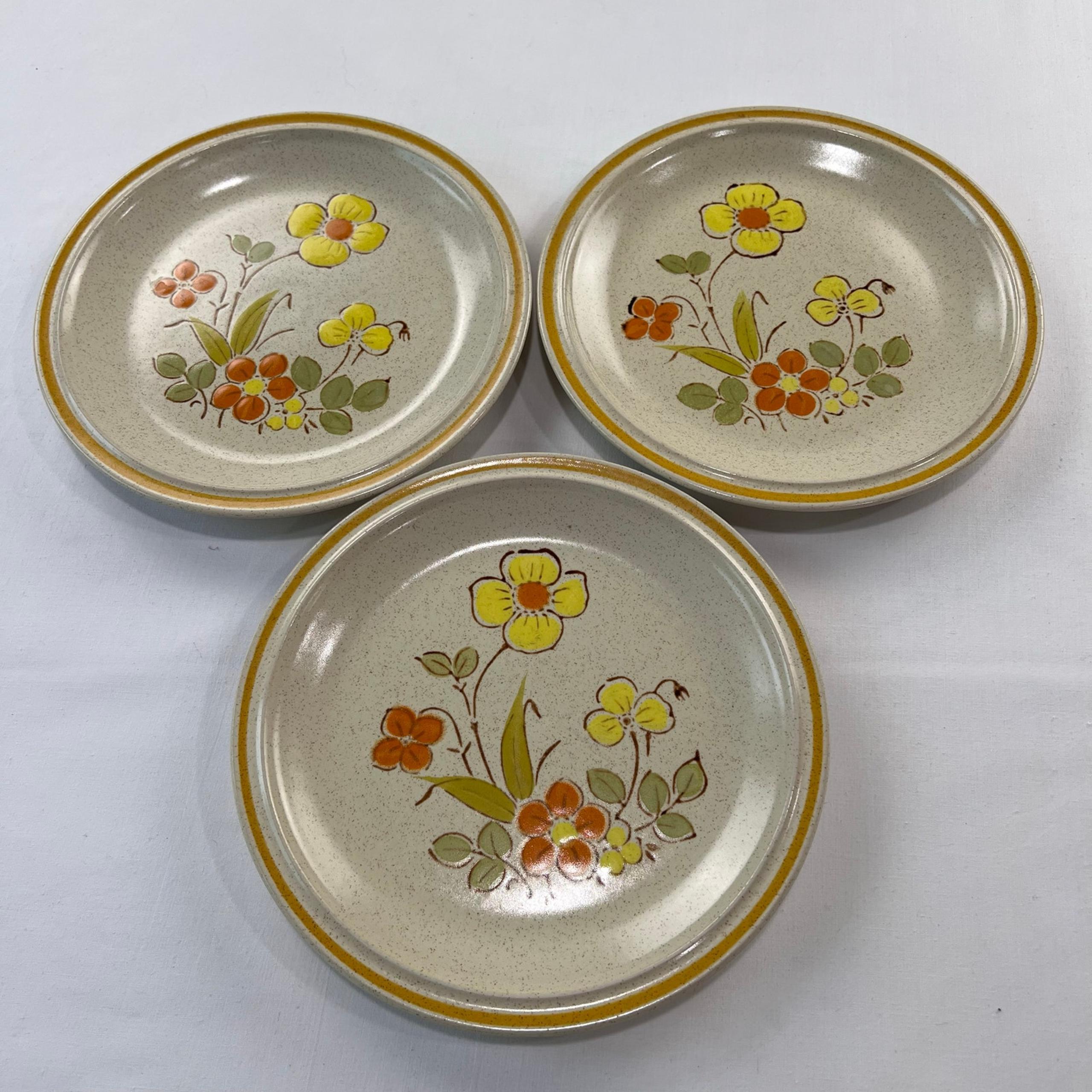 Hearthside Garden Festival Floral Flower Salad Plates Vintage 8" Lot 3 Sunshine