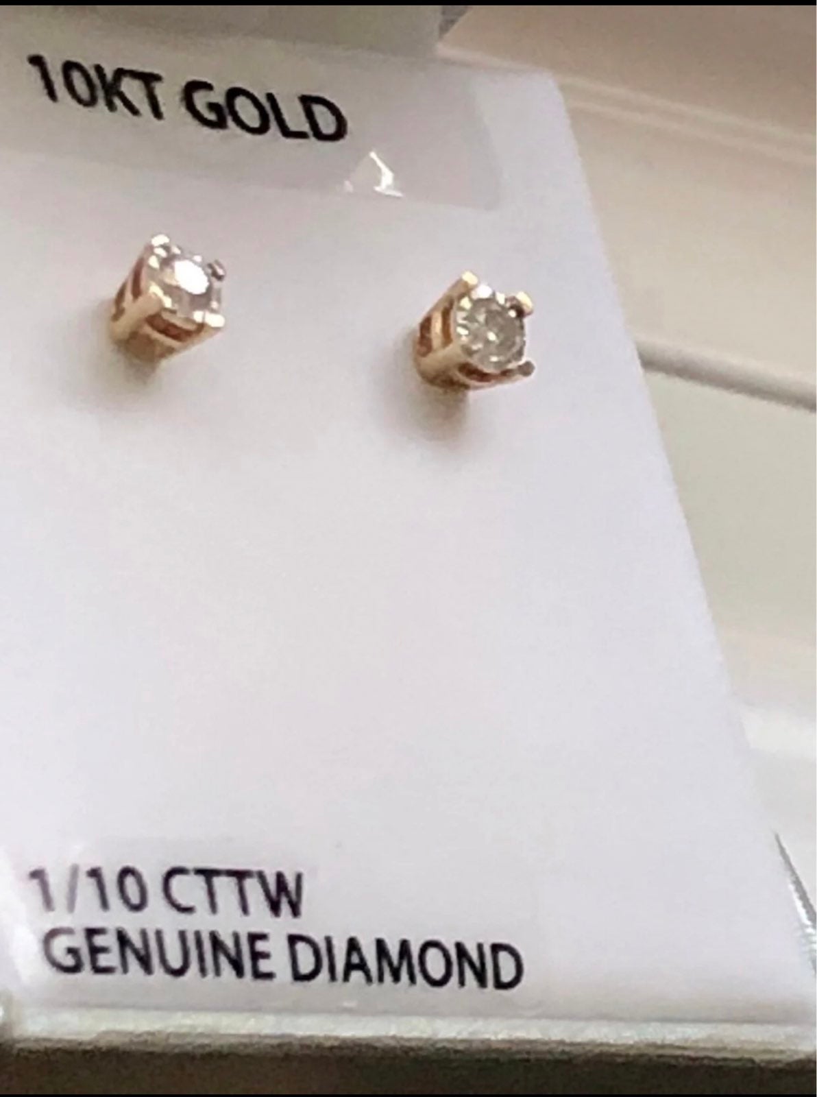 10K Solid Gold Authentic Diamonds 1/10cttw Studs