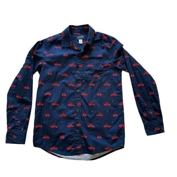 The Children’s Place Boys Cotton Christmas Truck Poplin Button Up Shirt Tidal L