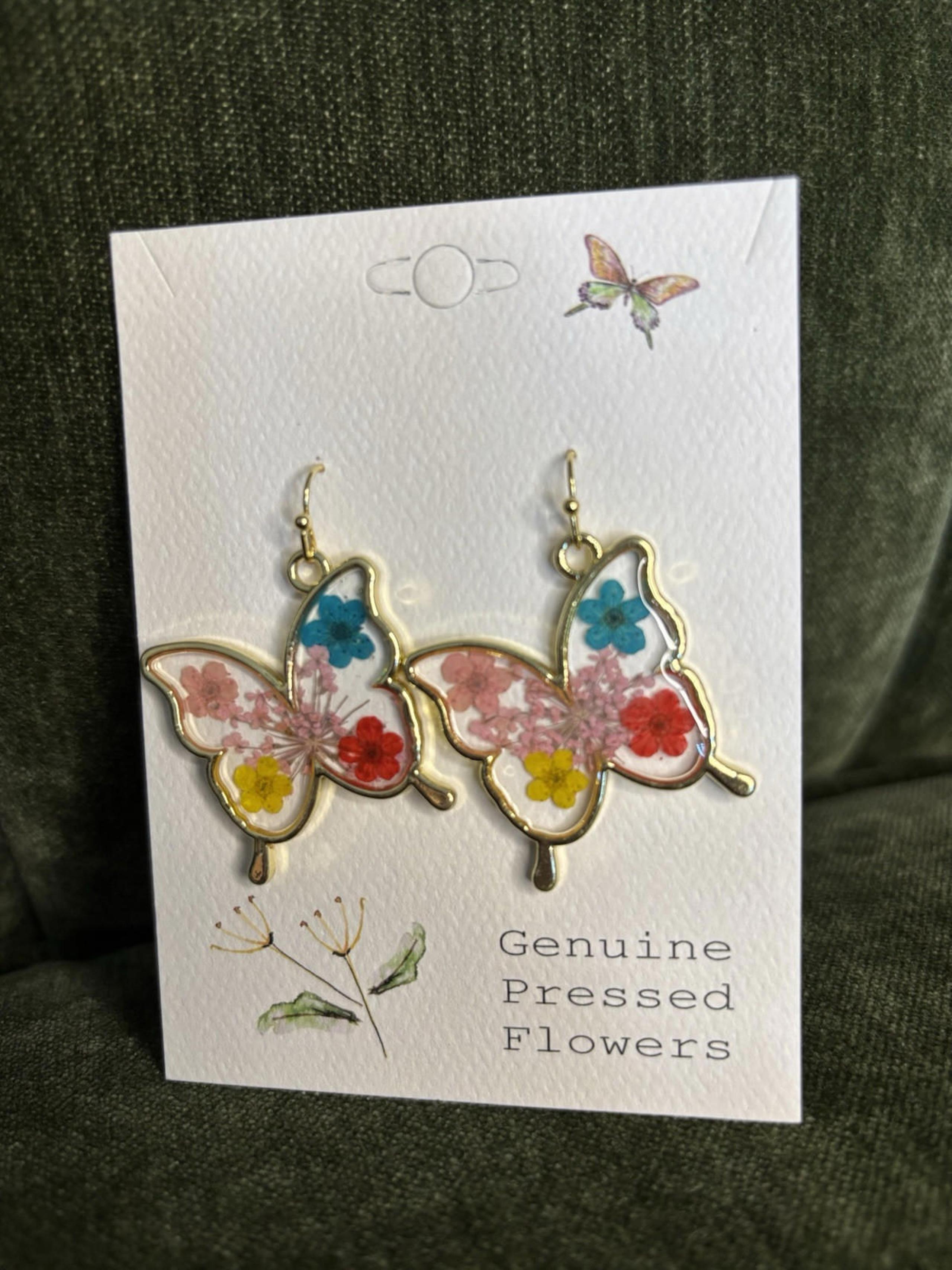 New-Butterfly Bouquet Dried Flower Earrings