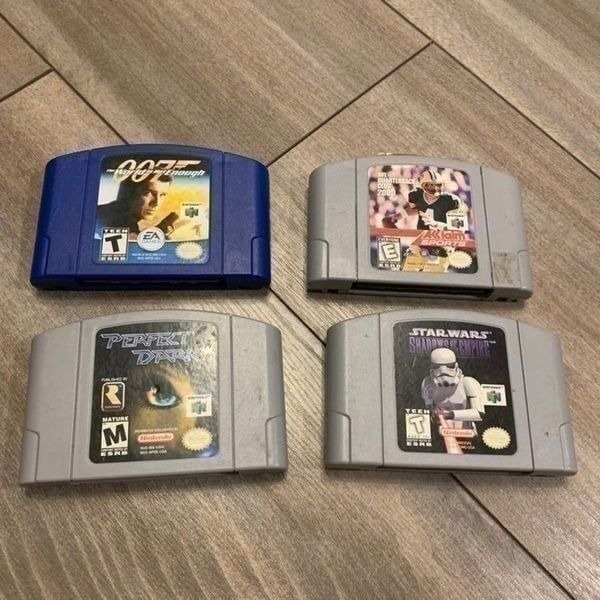 Nintendo 64 Game Lot- 007, Star Wars, NFL Quarterback Camp, Perfect Dark