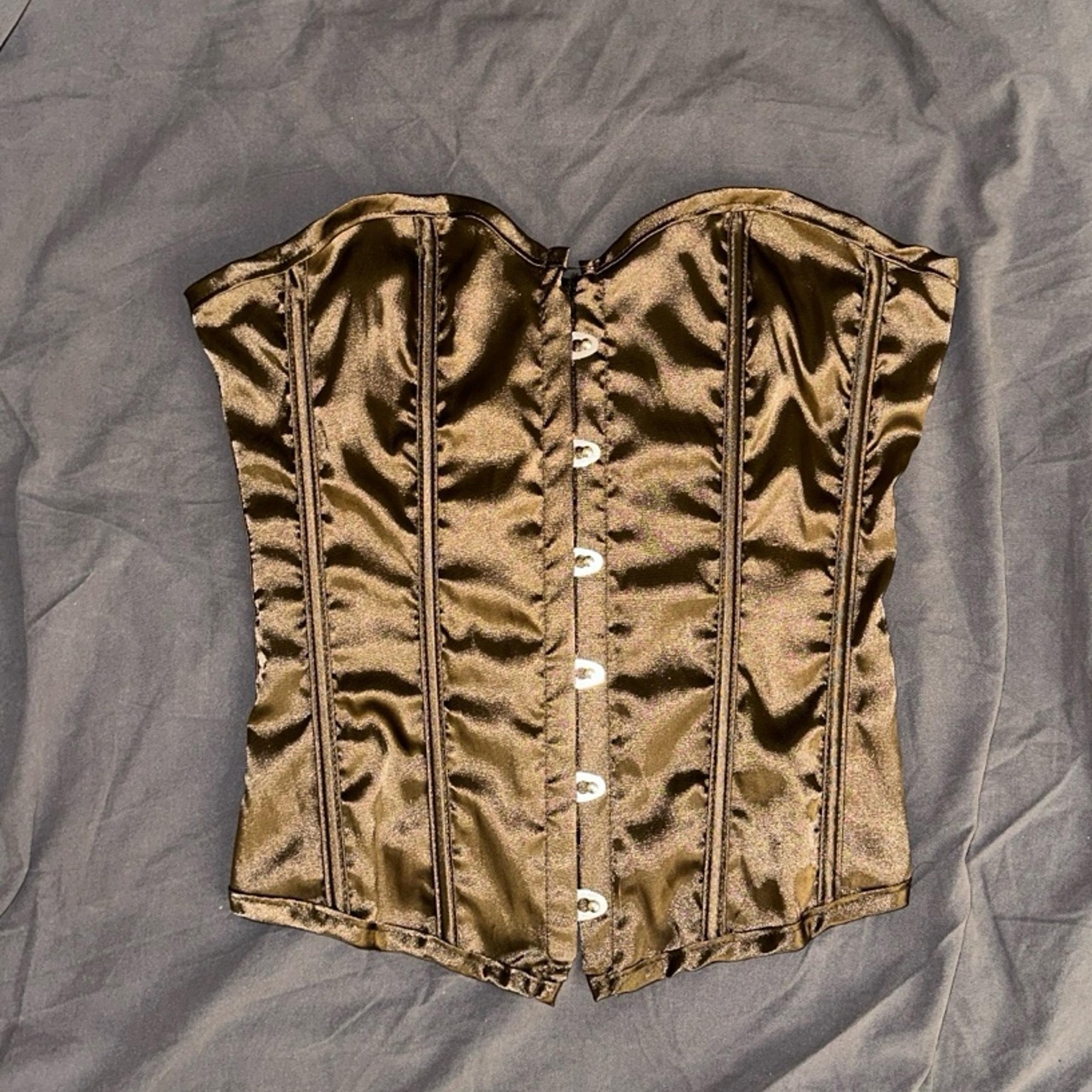 Vintage-Inspired Brown Satin Lace-Up Corset – Size M (New)