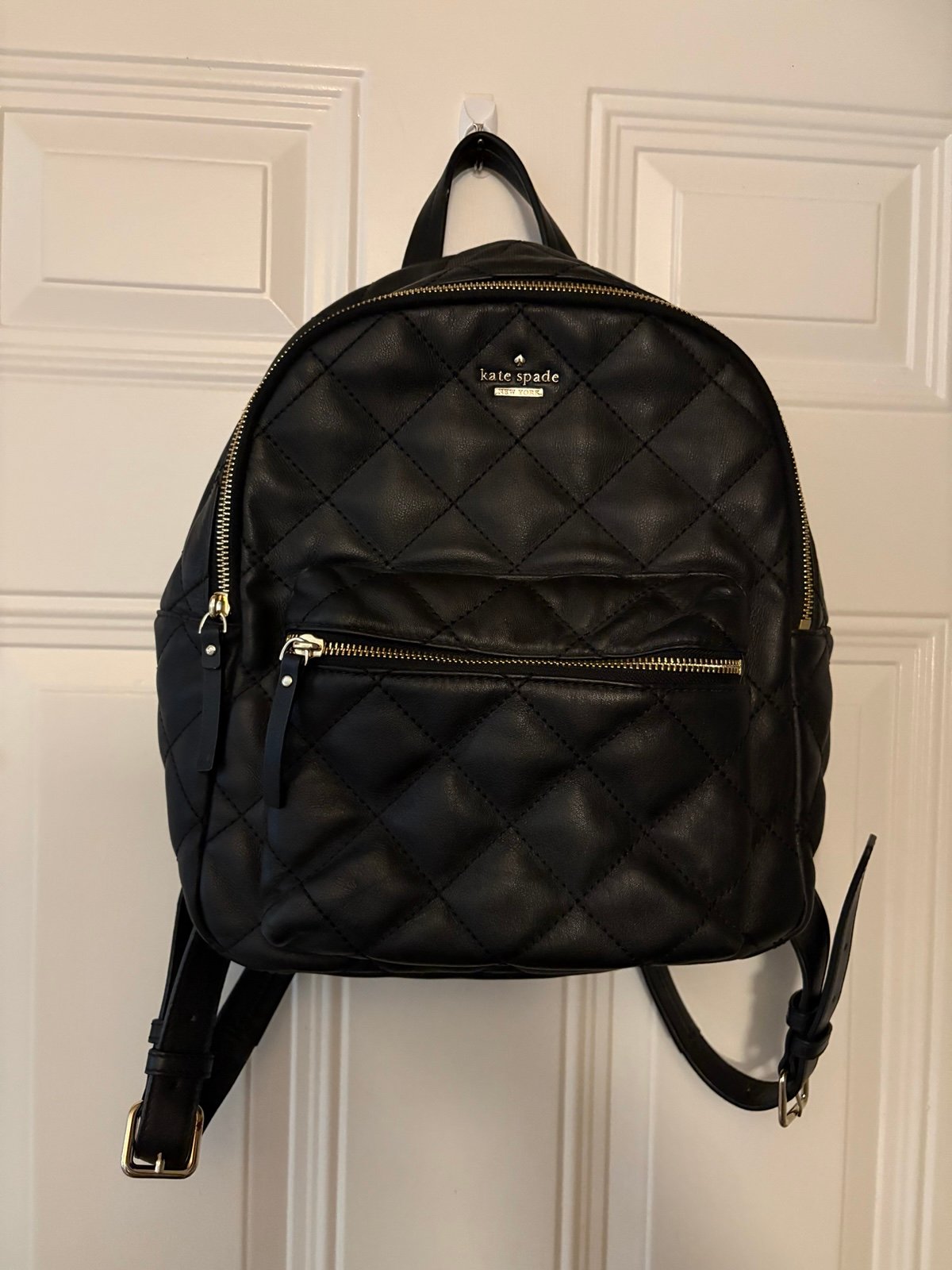 Kate Spade Black Quilted Leather Backpack