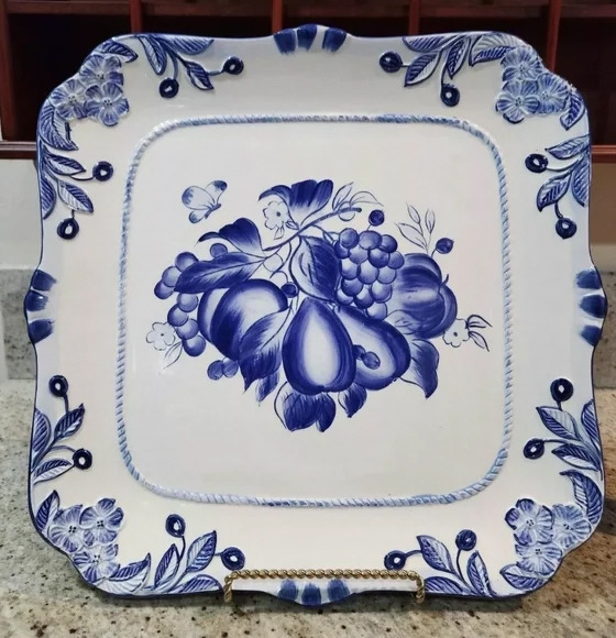 Blue & White Certified International Serving Platter by Pamela Gladding