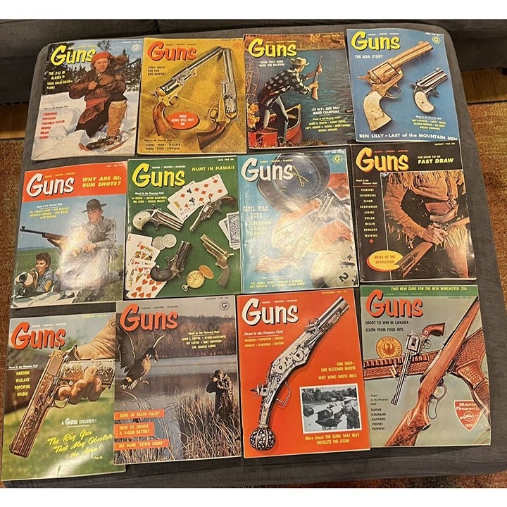 Vintage 1962 GUNS Magazine Lot of 12 Complete Year Hunting Shooting Adventure