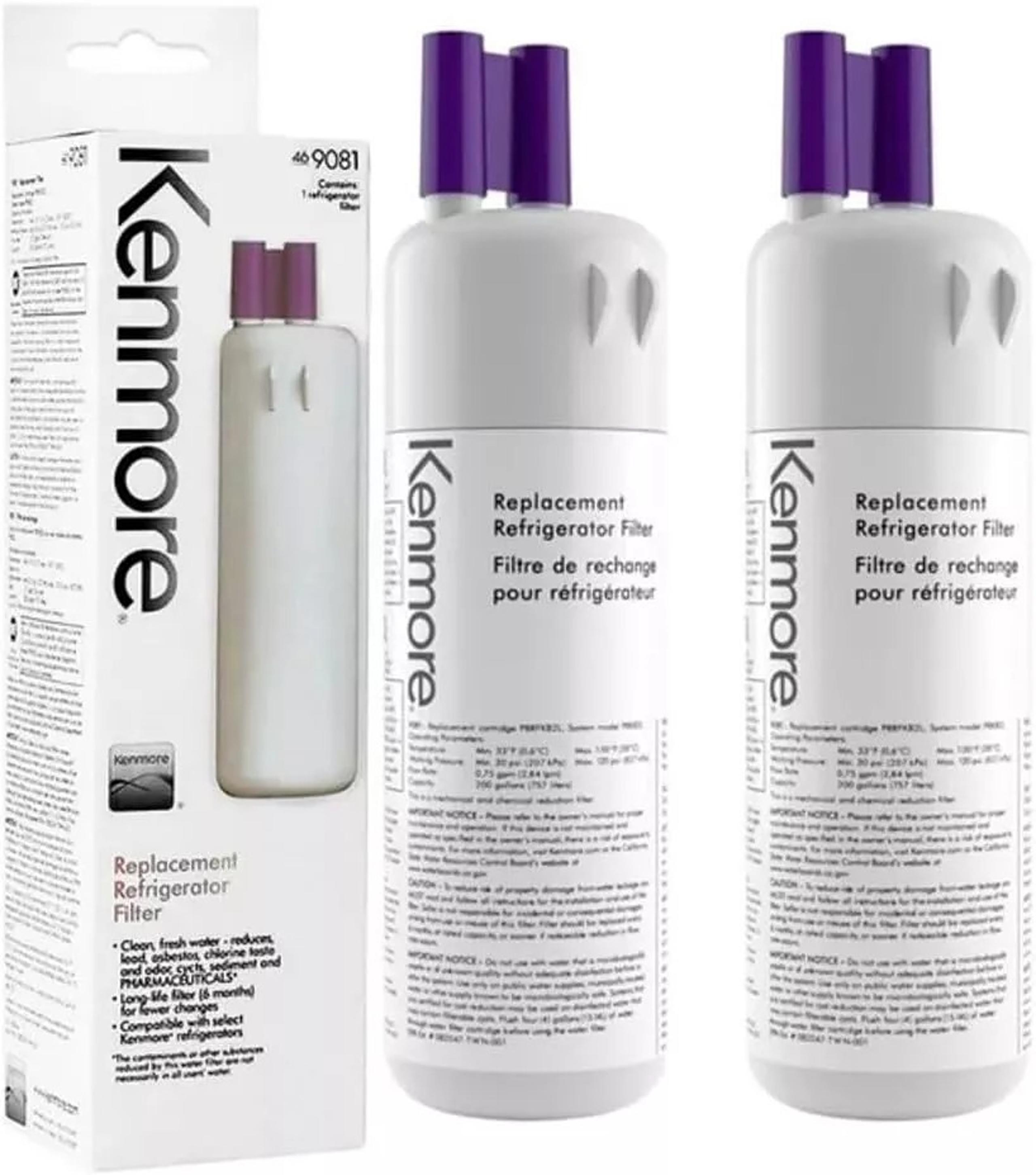 Kenmore Refrigerator Replacement 1, ,9930,9081 Water Filter, White, (2 PACK)