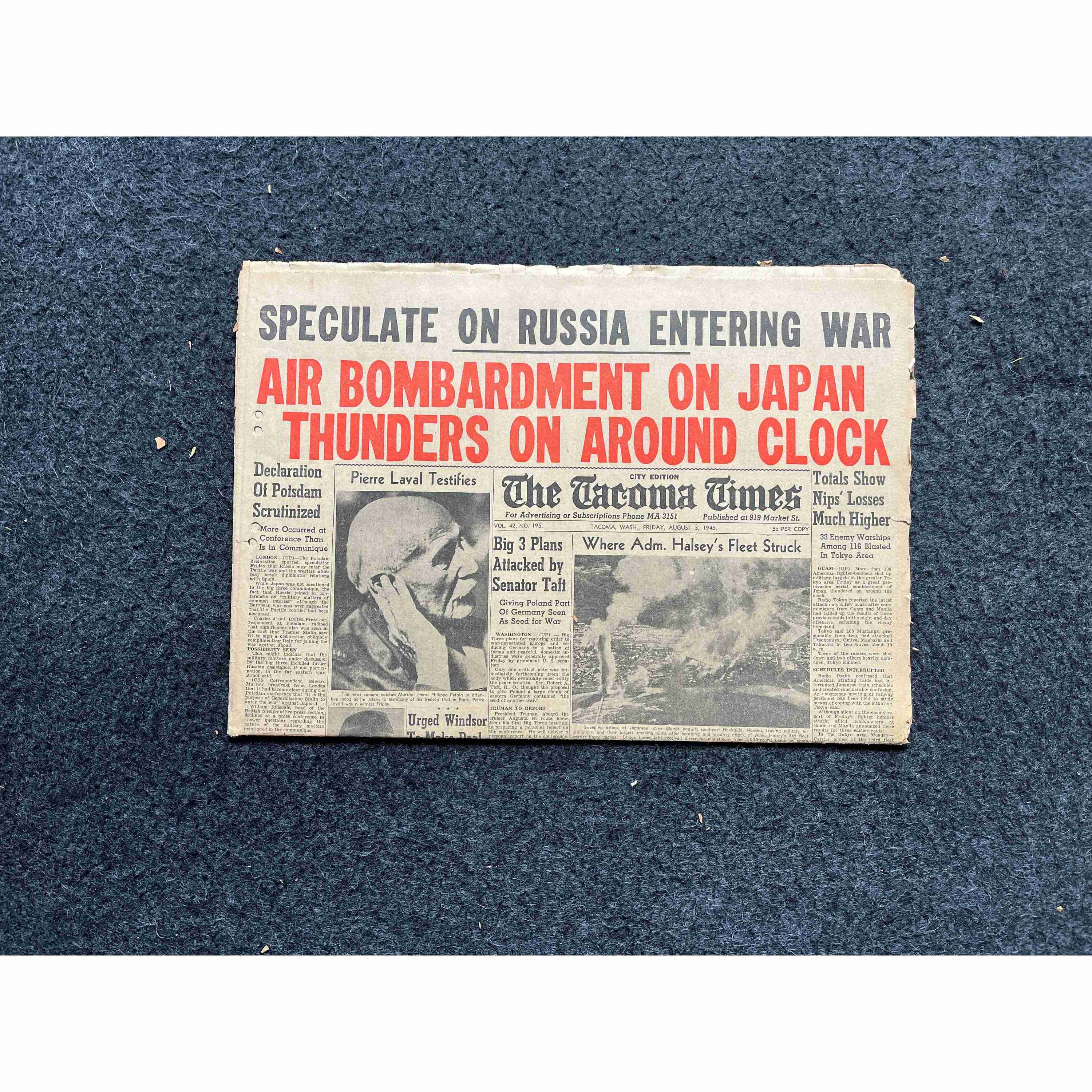 1945 Fire Raids on Japan - Late WW2 Pacific Theatre Newspaper, Vintage World Wa
