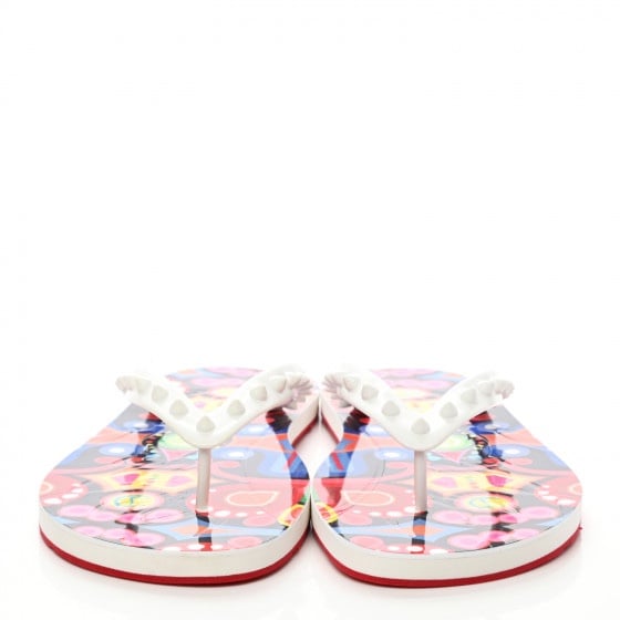 CHRISTIAN LOUBOUTIN Rubber Spike Tivoli Loubi Donna Flip Flop 44 White Marine