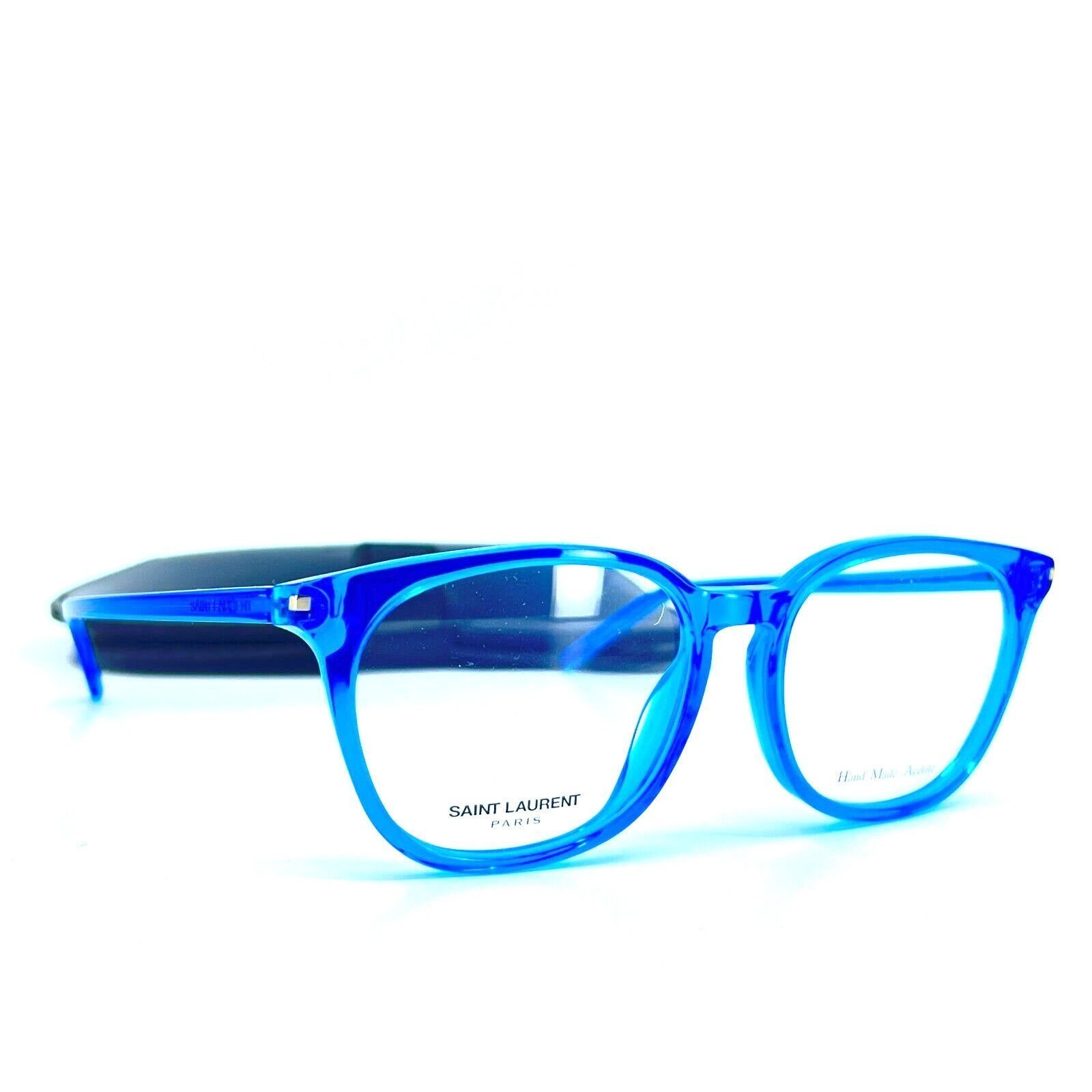 Saint Laurent Eyeglasses SL38 Blue Silver Round Plastic Frame 52-16 140 mm