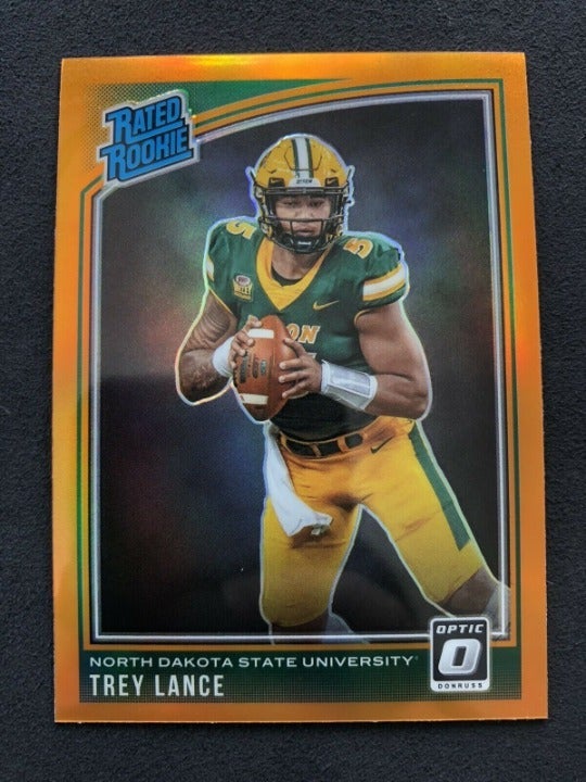 RC TREY LANCE RATED ROOKIE CARD ORANGE PRIZM DONRUSS OPTIC 2021 203 NDSU 49ERS