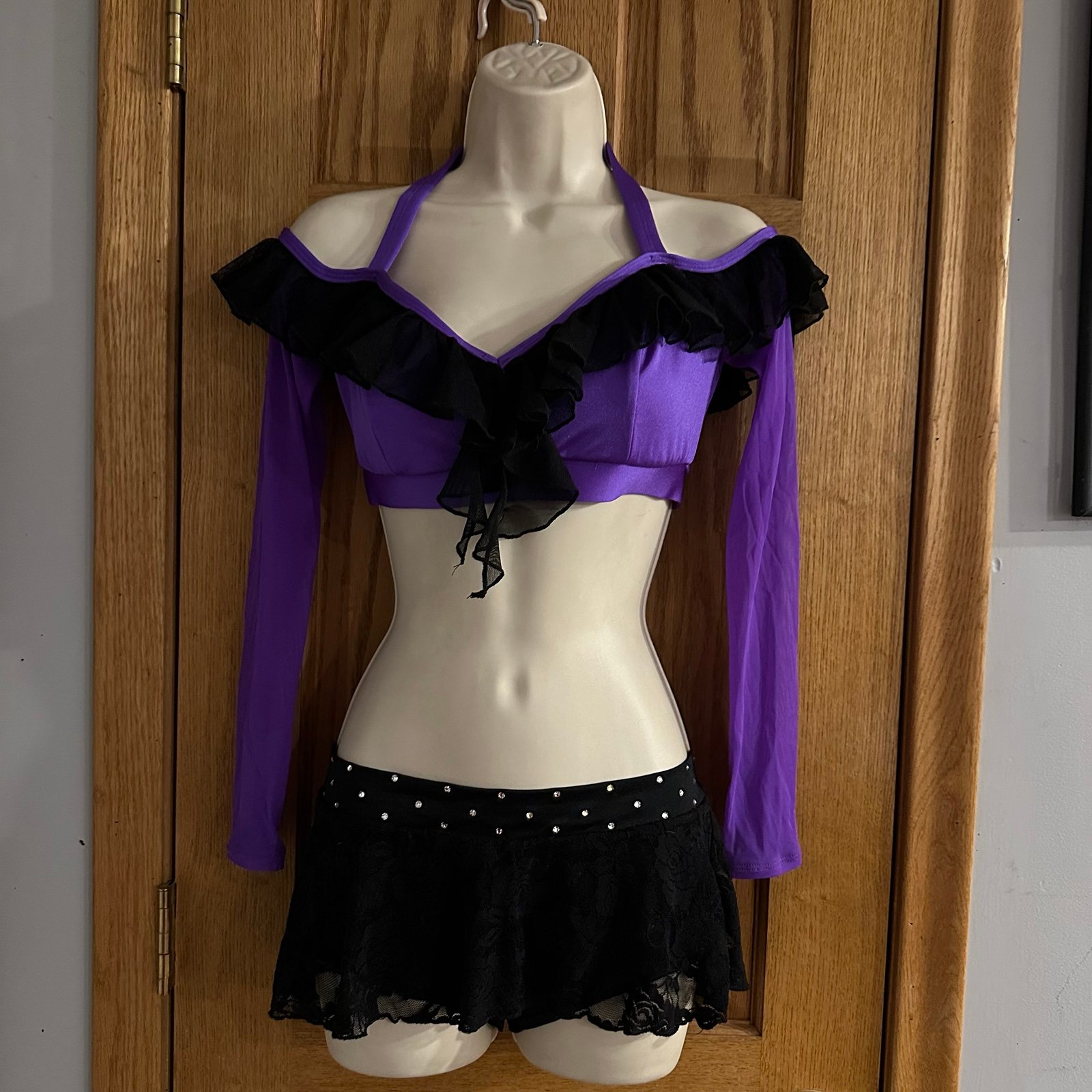 THE LINE UP Pro Cheer Dance NFL NBA NHL Black Purple Lace Ravens Audition S/M