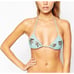 Beach Riot Caribbean Queen String Bikini Top Bottoms Blue Gold Size XS Small