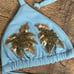 Beach Riot Caribbean Queen String Bikini Top Bottoms Blue Gold Size XS Small