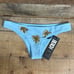 Beach Riot Caribbean Queen String Bikini Top Bottoms Blue Gold Size XS Small