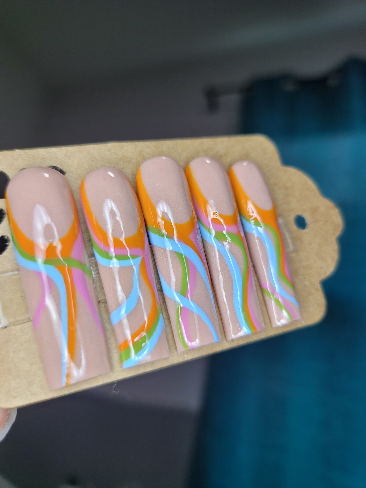 SALE* Acrylic French Tip Swirl Press on nails