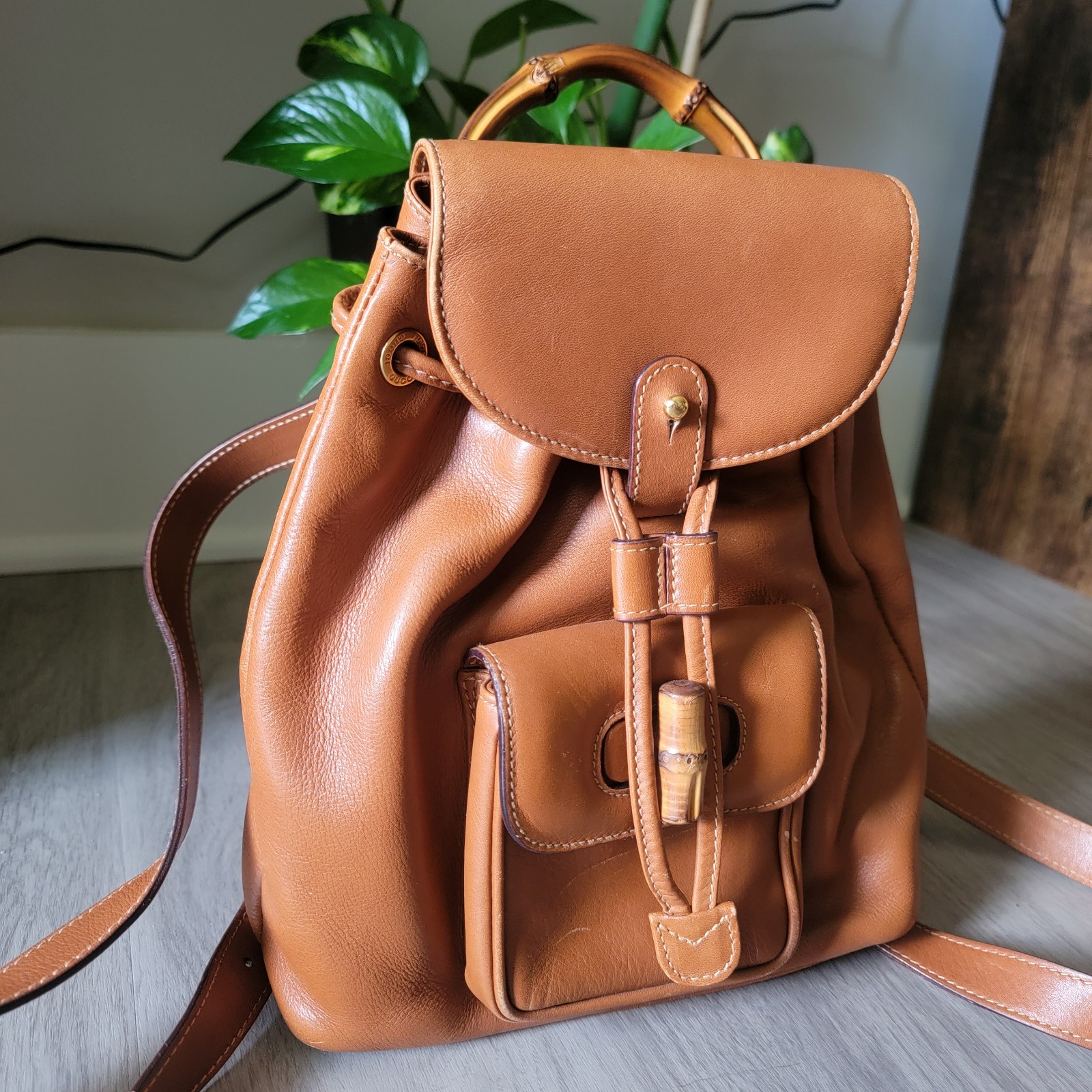 Final Price Sale!! Authentic Gucci Leather Bamboo Backpack