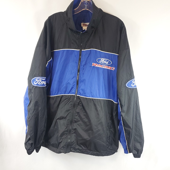 Vintage Ford Racing Nascar Racing Champions Apparel Zip Up Jacket Blue Black XL
