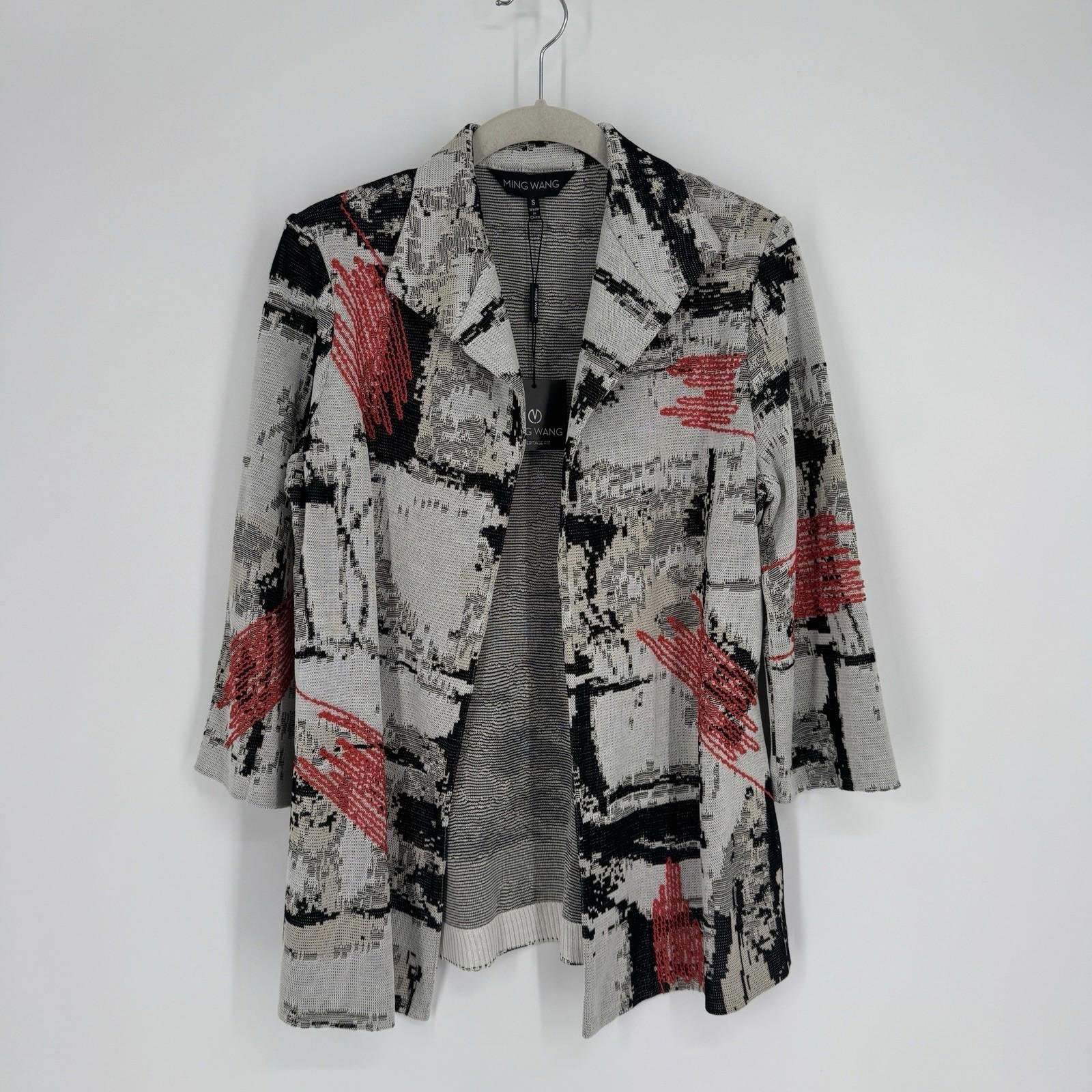 Ming Wang Cardigan womens small S gray artsy oversized work business jacket