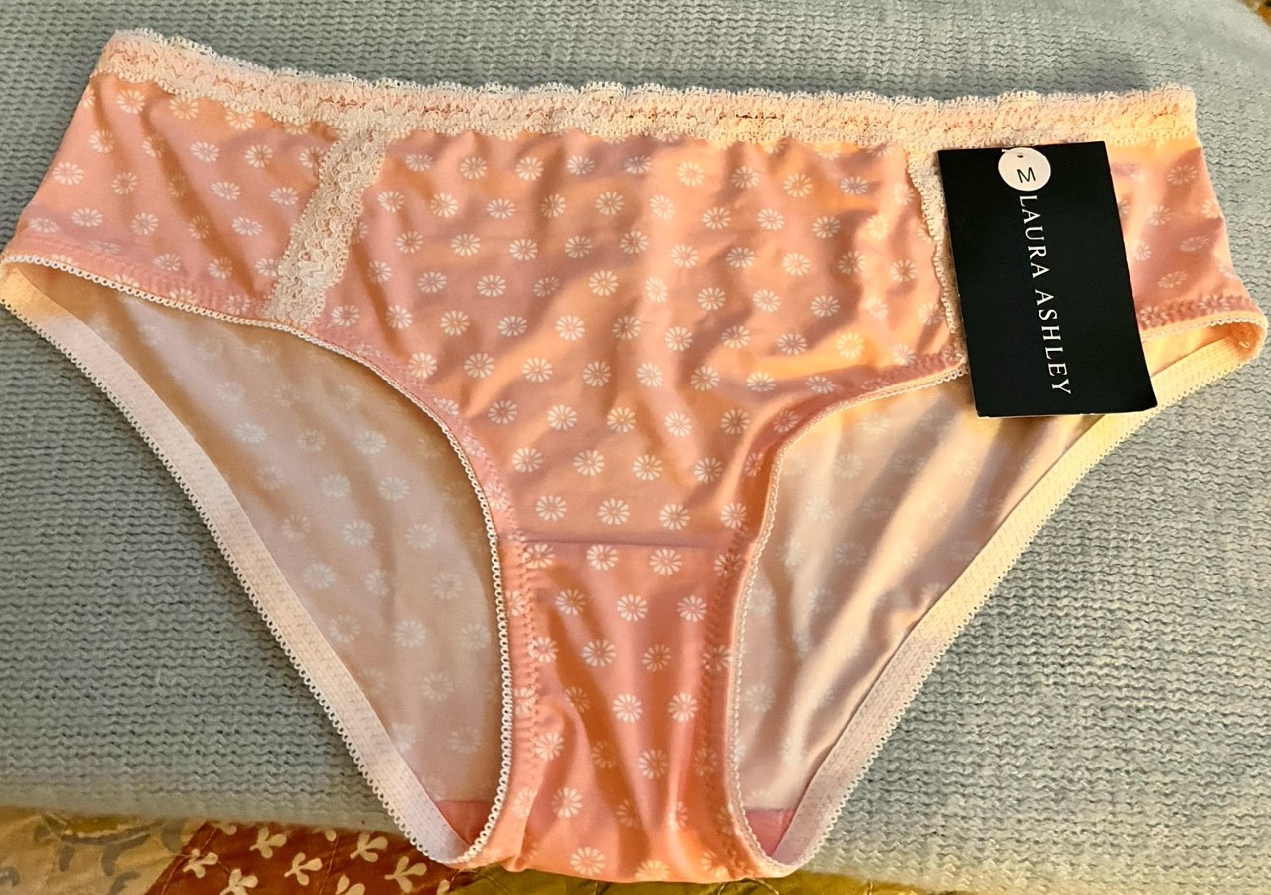 NWT Laura Ashley Stretch Pink Floral Nylon Bikini Panties~sz. M~Style LS8811