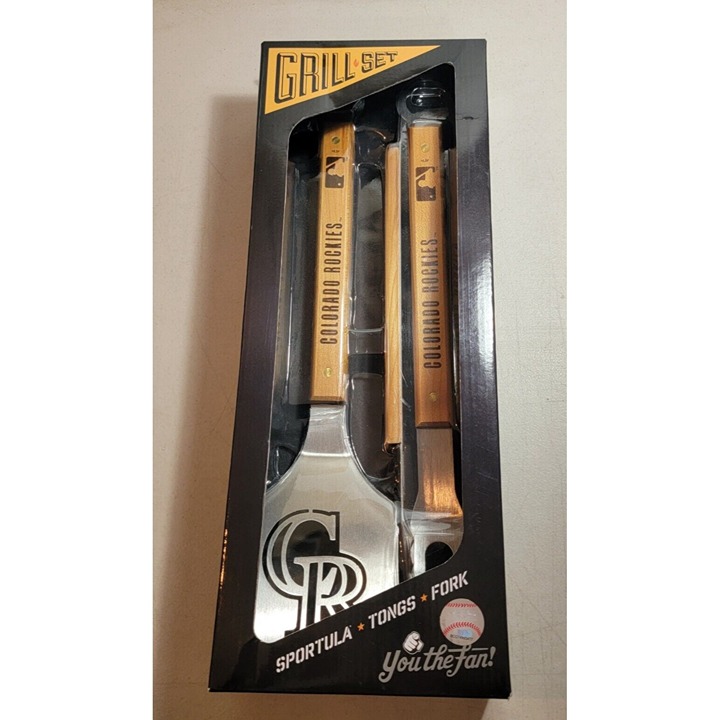 NFL Classic 3PC BBQ Grill Set Colorado Rockies Baseball New in Box- You the Fan
