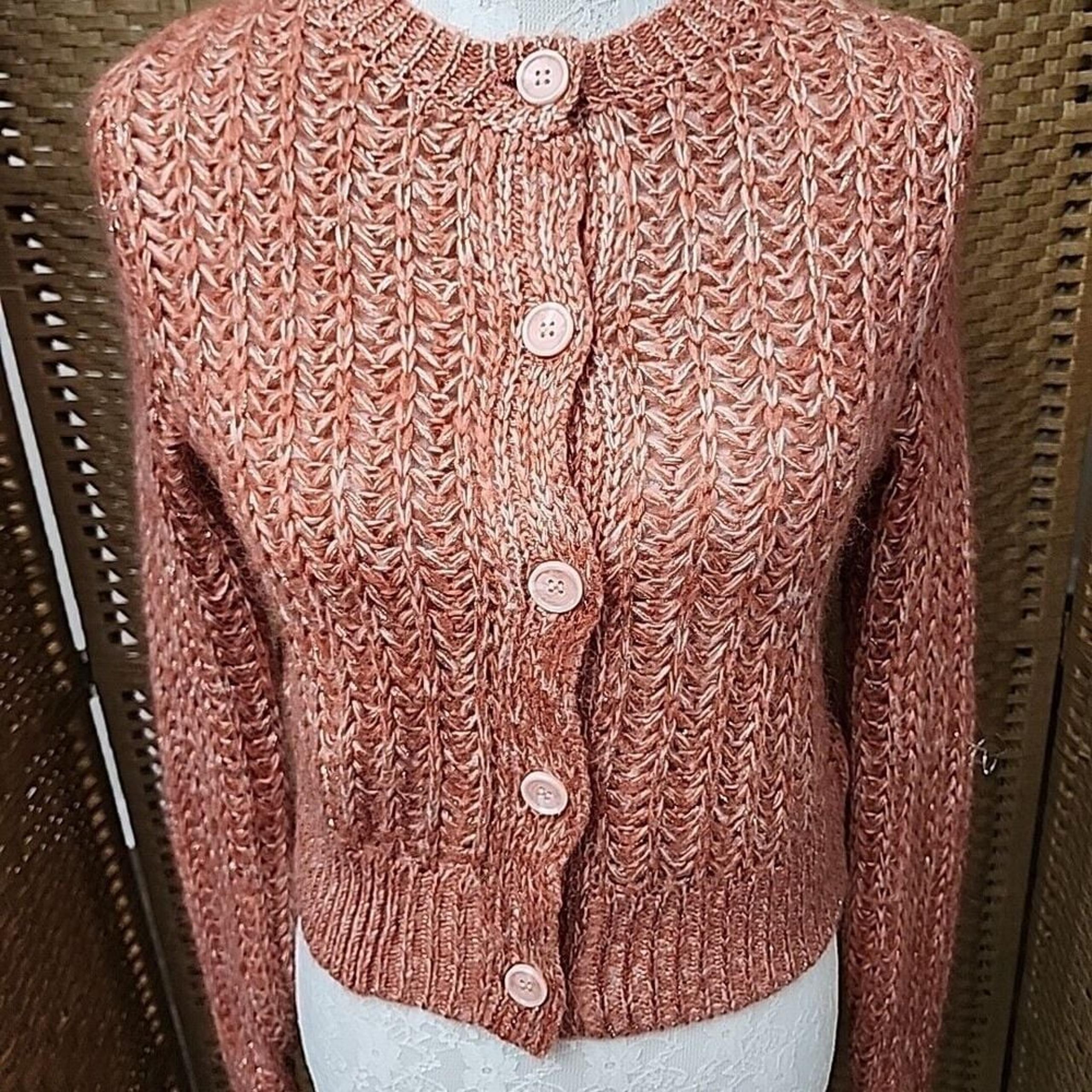 Copper Key Women's Knit Button-Up Cardigan Sweater Size Small Blush Pink