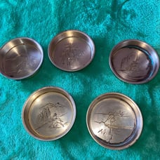 5 piece Brass Coasters/Ashtrays