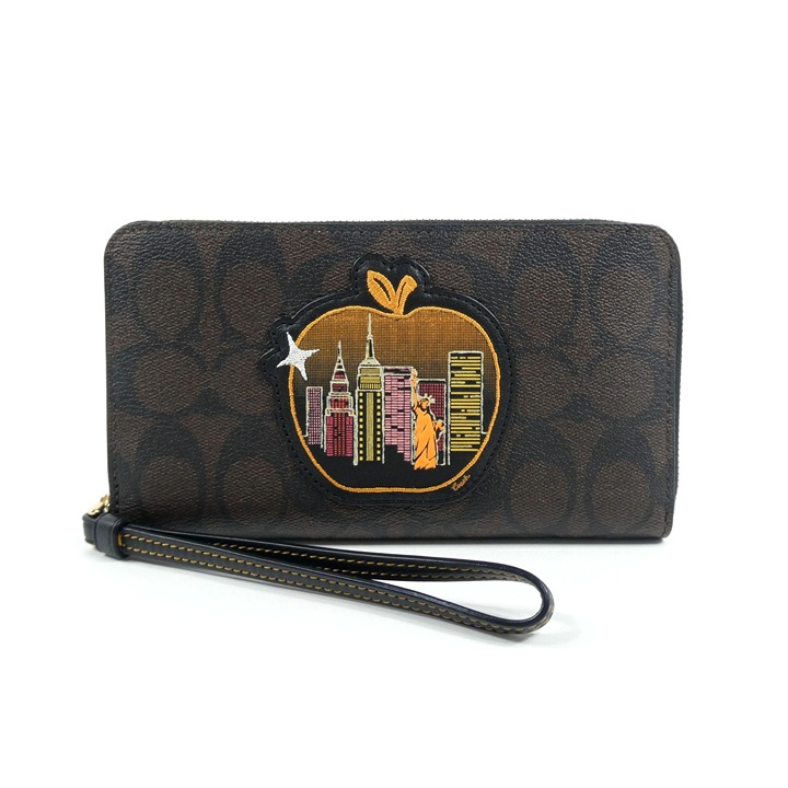 Coach Signature Souvenir Skyline Apple Dempsey Large Phone Wallet NWT C6886