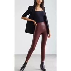 COMMANDO Leggings Pants Size X-Small Burgundy Oxblood Faux Leather New