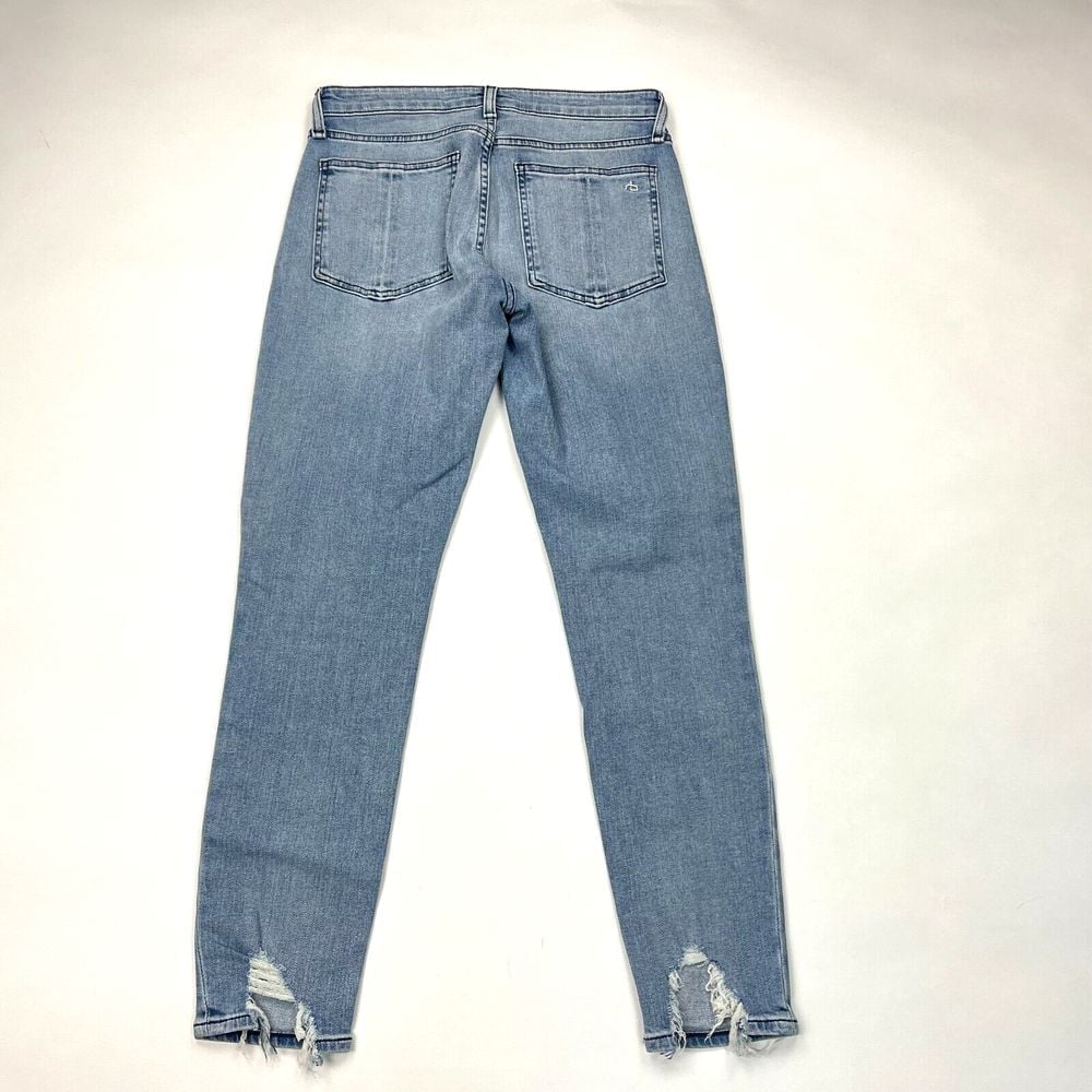 Rag Bone Cate Mid-Rise Skinny Sailortown Slim Ankle Jean Women 26 Distressed Hem