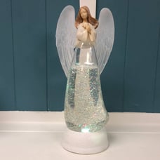 10.5 Color Changing LED Light Up Glitter Swirling Angel Holding Star